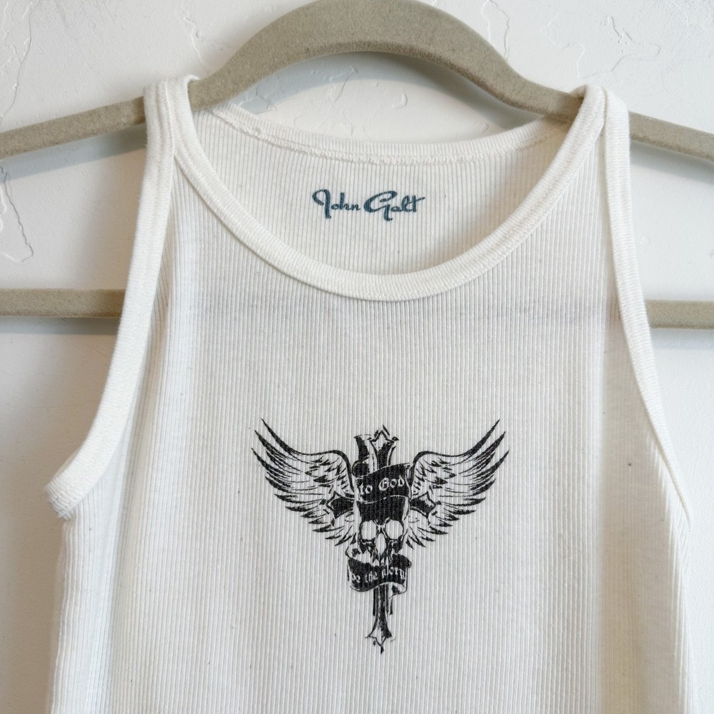 Brandy Melville | Whispering Girl Baby Ribbed High Neck Tank Top in Cream - Picture 3 of 4